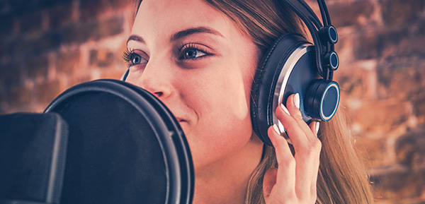 Woman Recording Audiobook